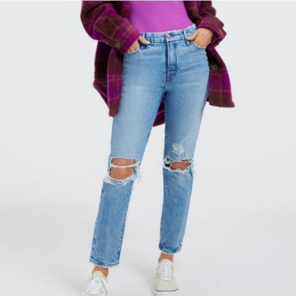 Good American The Weekender High-rise Straight Jean blue Indigo342 Size 22 NEW!